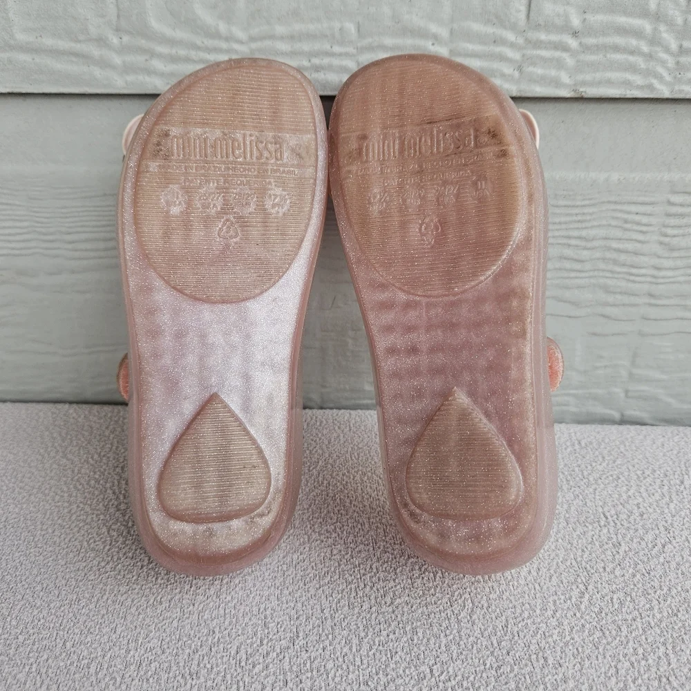 Mini Melissa Pink Sparkle Floral Rose Jelly Mary Jane Shoe Girl SZ 11 Spring